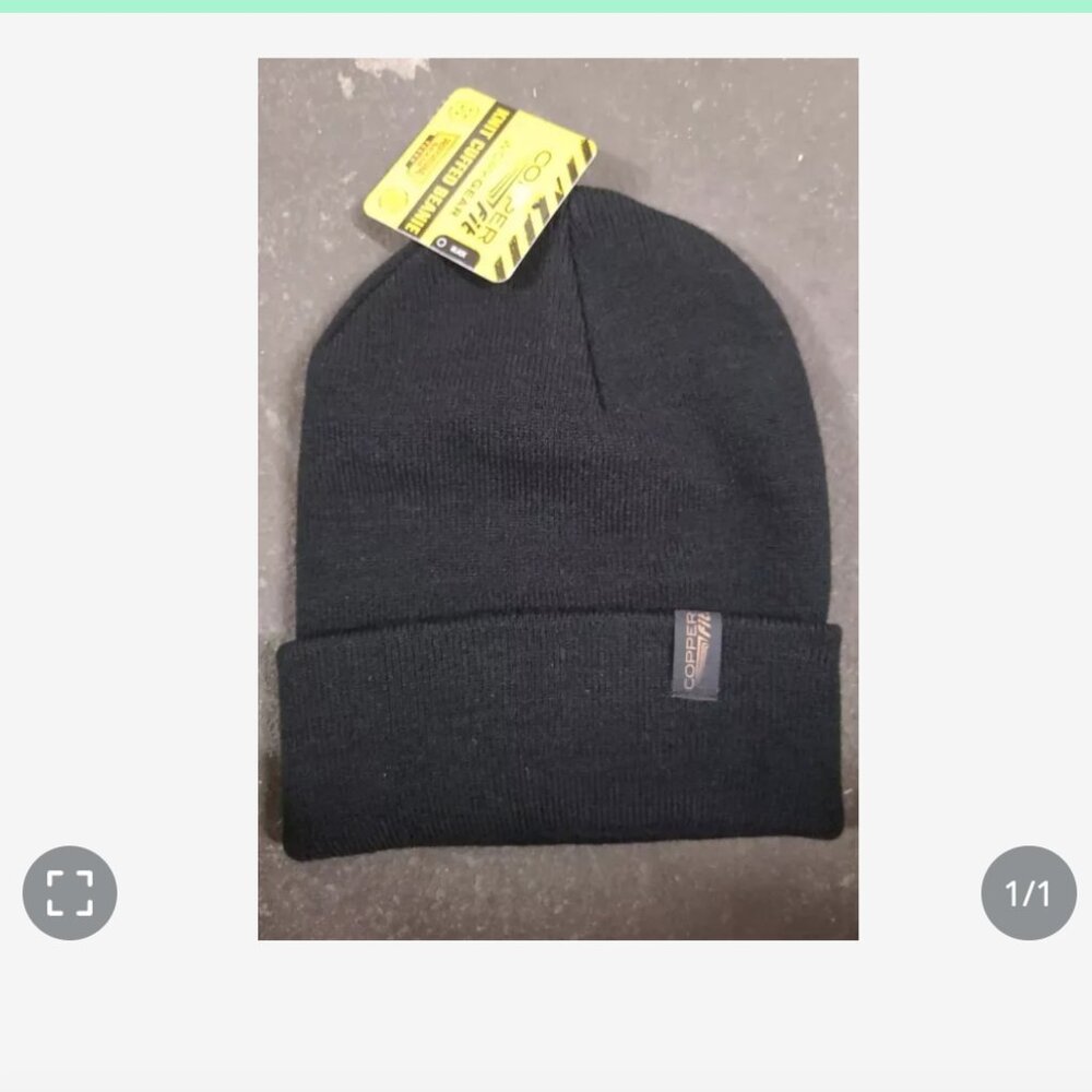 NWT Copper Fit Workwear Knit Cuffed Beanie - Professional Grade BLACK